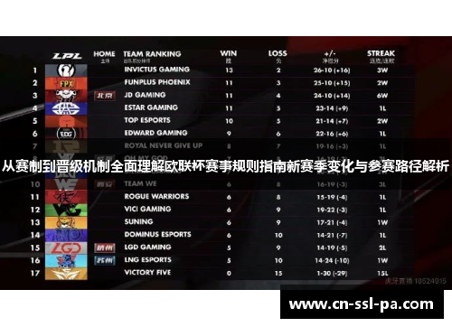 从赛制到晋级机制全面理解欧联杯赛事规则指南新赛季变化与参赛路径解析